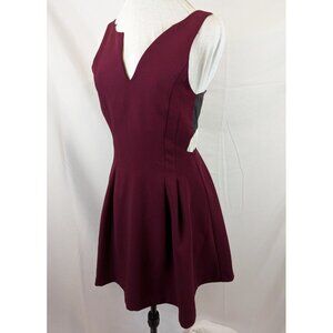 BCBGeneration Burgundy / Black Leather Cut-Out Cocktail Dress Women's Sz 4
